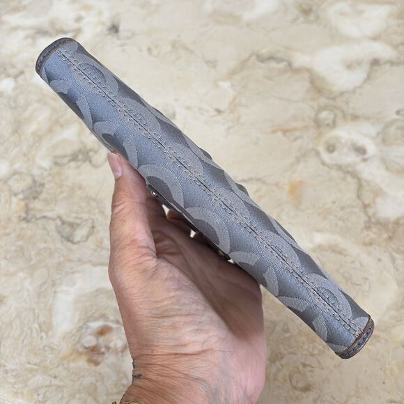 Coach Madison Op Art Sateen Grey & Pink Leather Wallet Signature Monogram - Picture 6 of 12